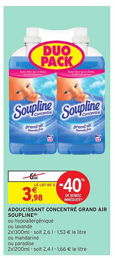 Adoucissant Concentré Grand Air Soupline -40% De Remise Immédiate