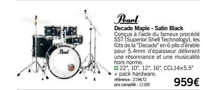 batterie decade maple satin black pearl