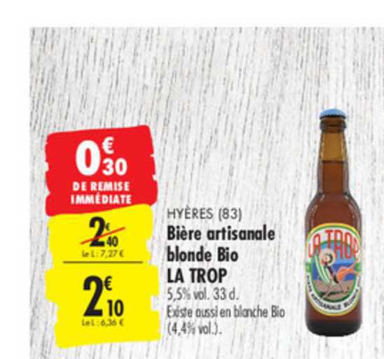 bière artisanale blonde bio la trop