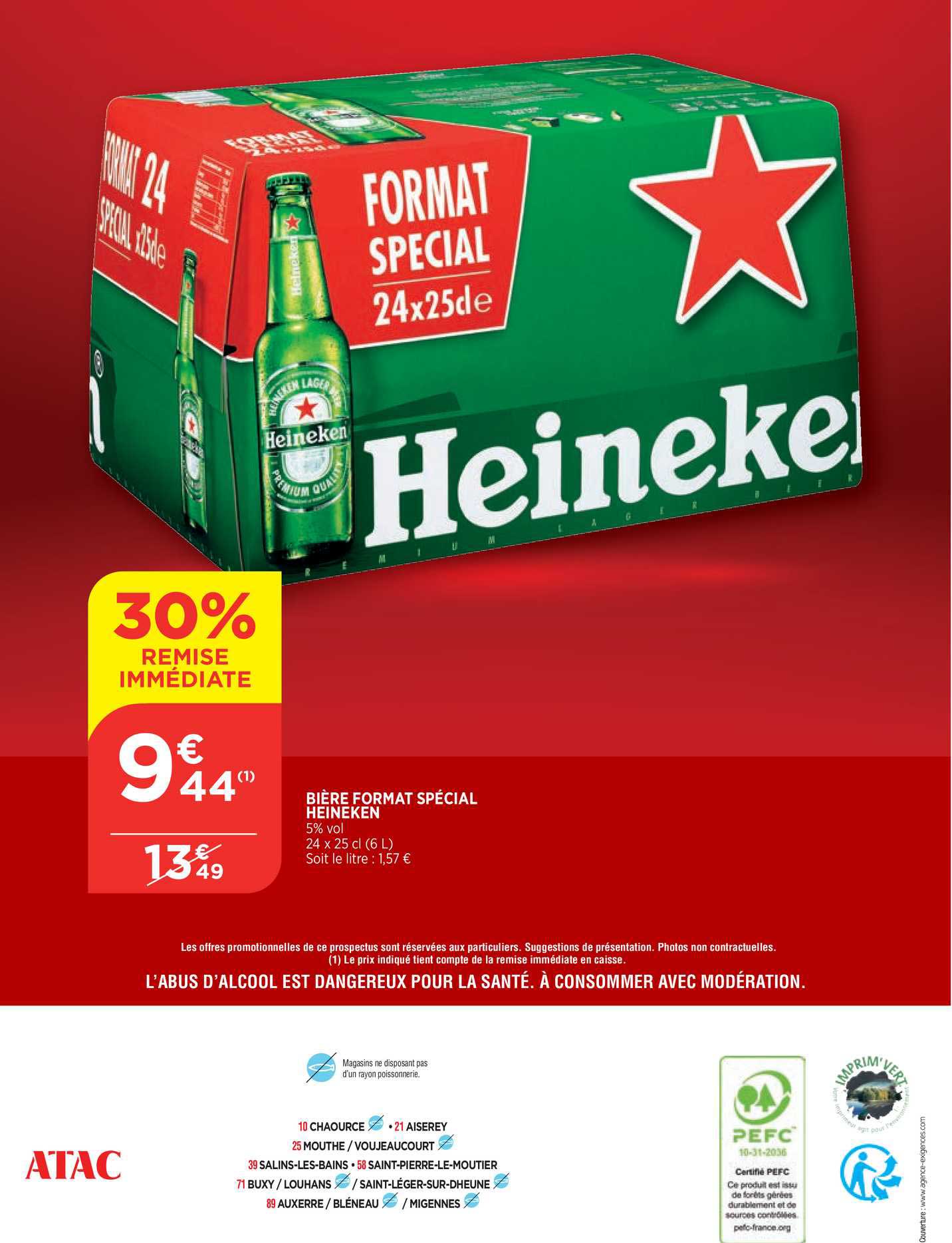 Bière Format Spécial Heineken 30% De Remise Immédiate