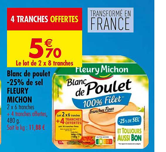 blanc de poulet moins de 25% de sel fleury michon