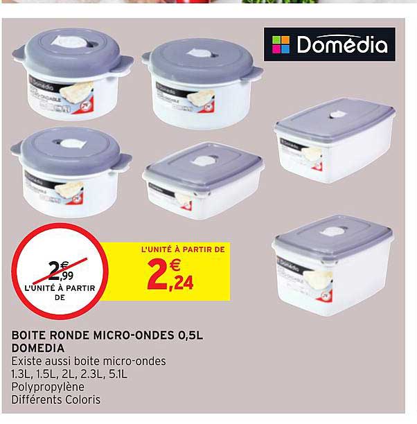 boite ronde micro ondes 0.5l domédia