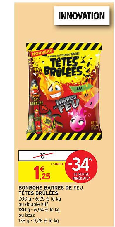 bonbons barres de feu têtes brûlée -34% de remise immédiate