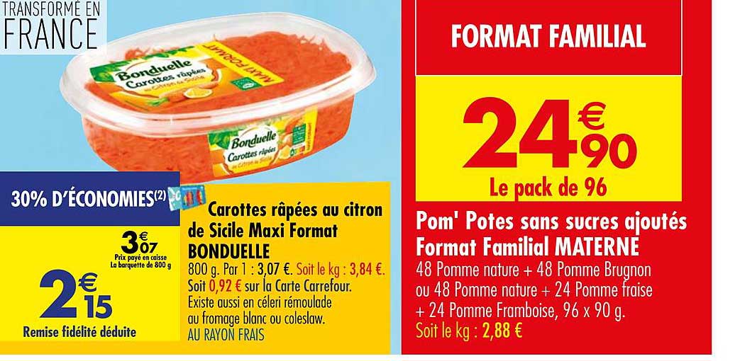 bonduelle carottes râpées au citron de sicile maxi format