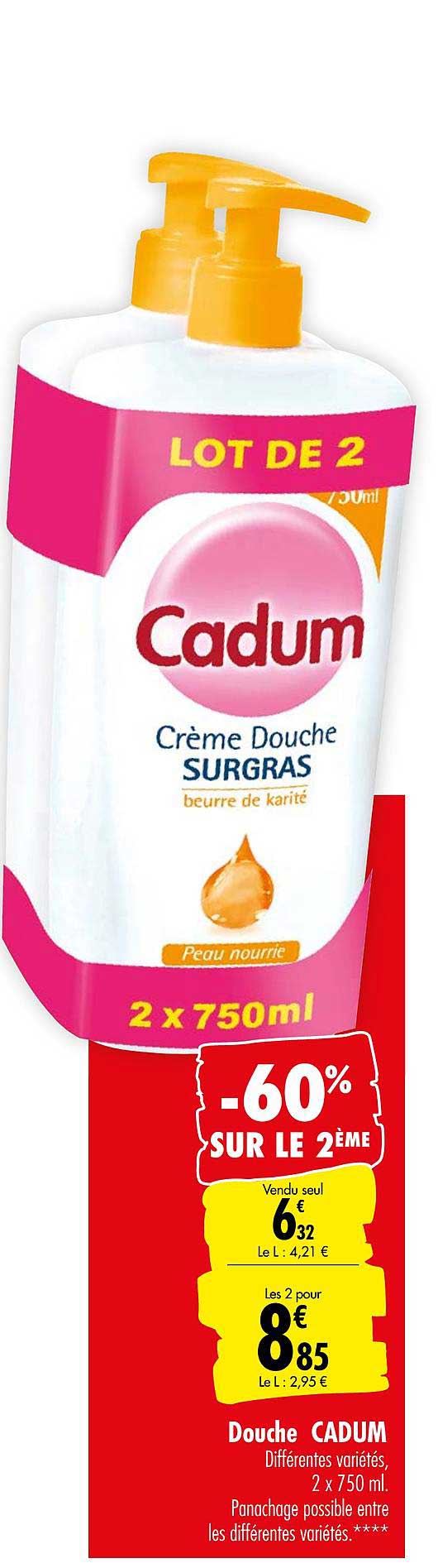 cadum crème douche surgras -60% sur le 2ème