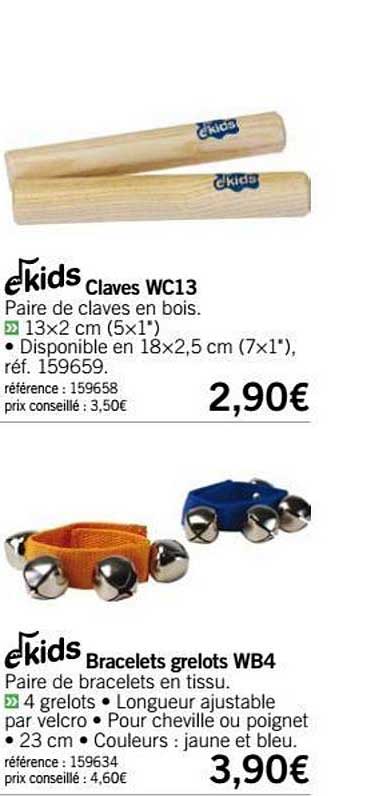 clave wc13 bracelets grelots wb4 ekids