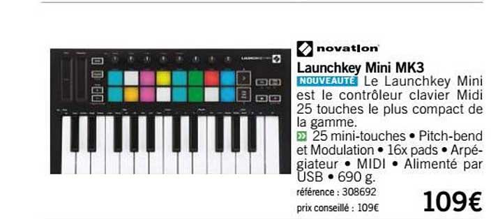 contrôleur launchkey mini mk3 novation