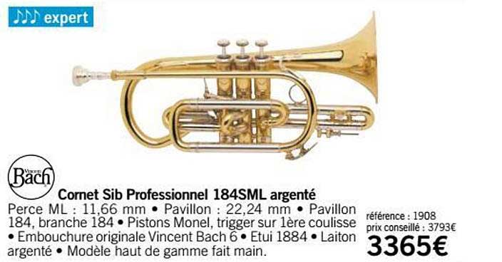 cornet sib professionnel 184sml argenté bach