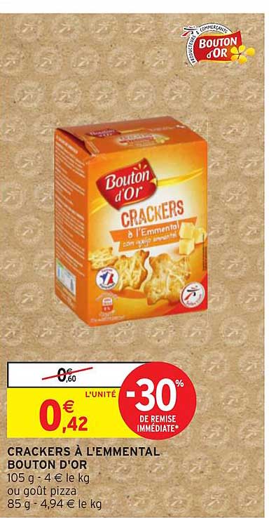 Crackers à L'emmental Bouton D'or -30% De Remise Immédiate