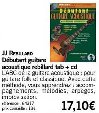 débutant guitare acoustique tab + cd jj rebillard