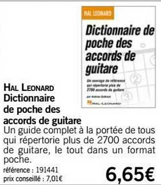 dictionnaire de poche des accords de guitare hal leonard