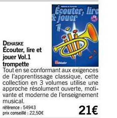 écouter lire et jouer vol 1 trompette dehaske