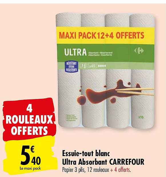 essuie tout blanc ultra absorbant carrefour