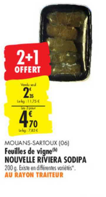 Feuilles De Vigne Nouvelle Riviera Sodipa 2+1 Offert