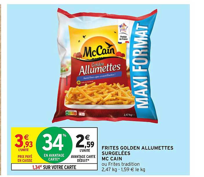 frites golden allumettes surgelées mc cain