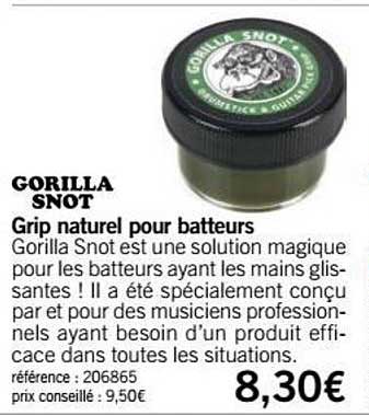 Grip Naturel Pour Batteurs Gorilla Snot