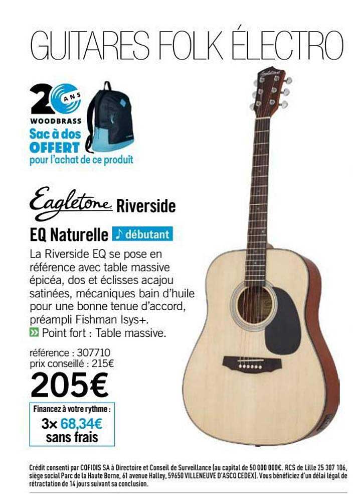 guitare eq naturelle eagletone riverside
