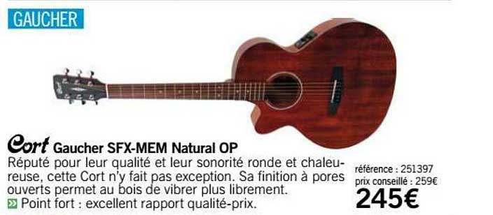 guitare gaucher sfx mem natural op cort
