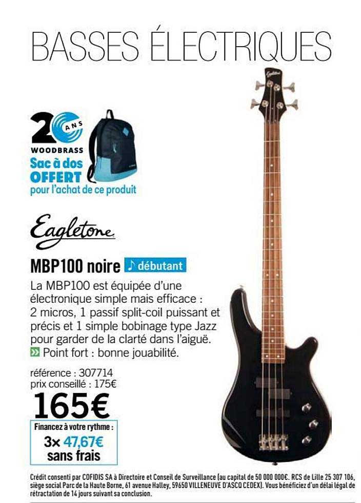 guitare mbp100 noire eagletone