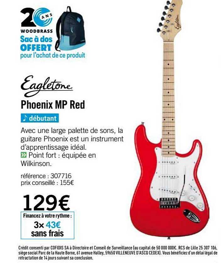 guitare phoenix mp red eagletone