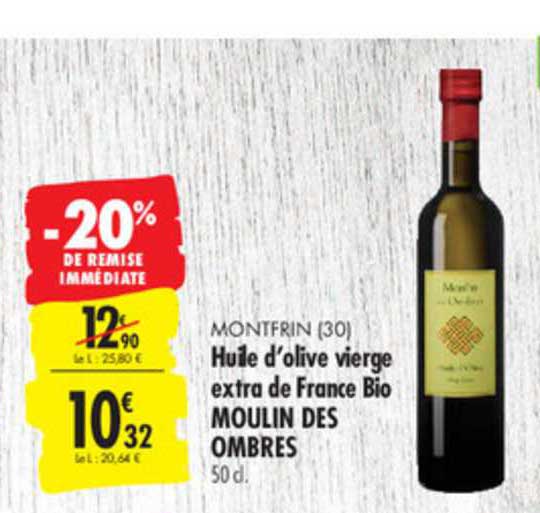 huile d'olive vierge extra de france bio moulin des ombres -20% de remise immédiate