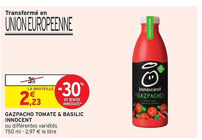 Innocent Gazpacho Tomate & Basilic -30% De Remise Immédiate