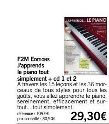 j'apprends le piano tout simplement + cd 1 et 2 f2m éditions