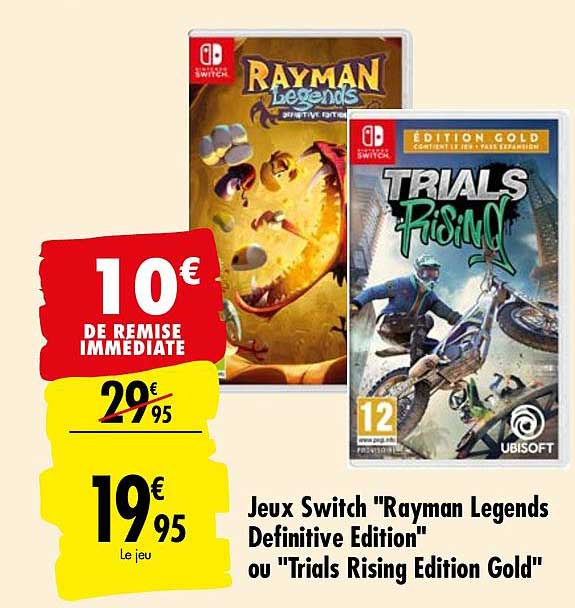 jeux switch rayman legends definitive edition ou trials rising edition gold