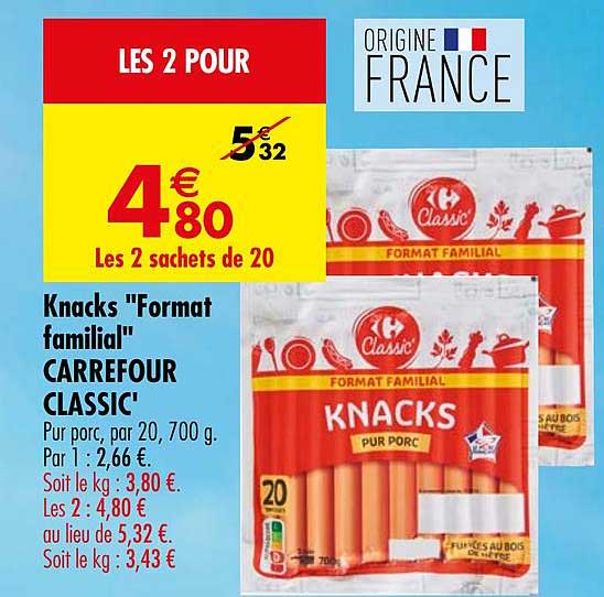 knacks pur porc format familial carrefour classic