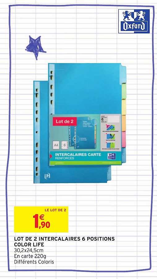 Lot De 2 Intercalaires 6 Positions Color Life Oxford