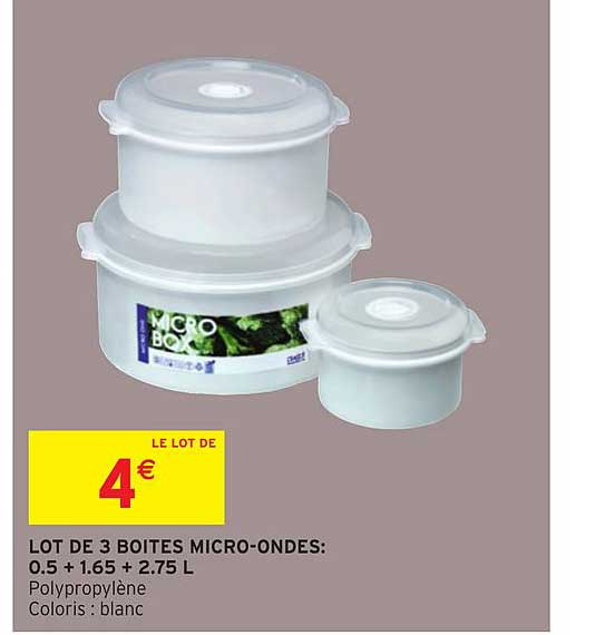 lot de 3 boites micro ondes 0.5 +1.65 + 2.75 l