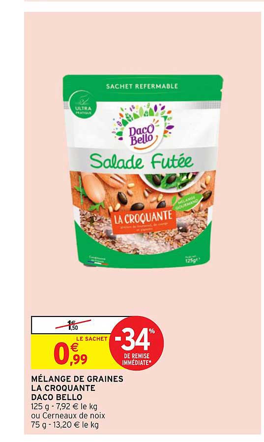 mélange de graines la croquante daco bello -34% de remise immédiate