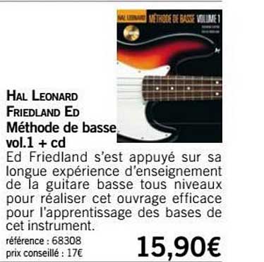 méthode de basse vol 1 + cd hal leonard friedland ed