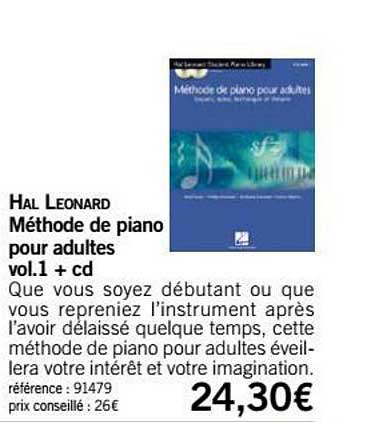 méthode de piano pour adultes vol 1 + cd hal leonard
