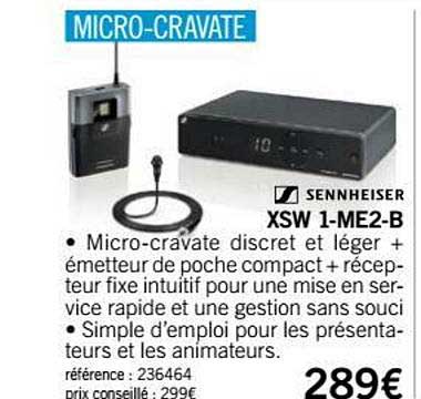 micro cravate xsw 1 me2 b sennheiser