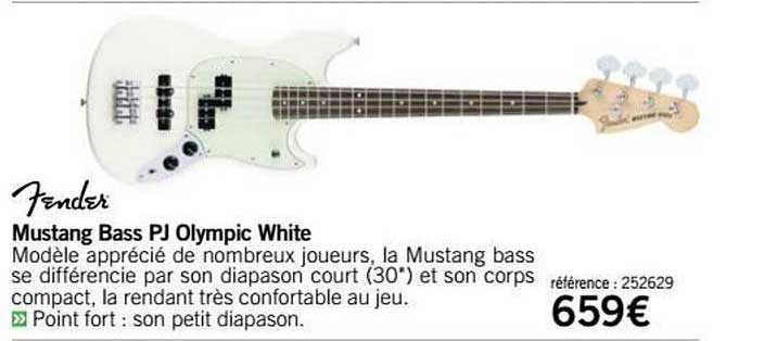 mustang bass pj olympic white fender