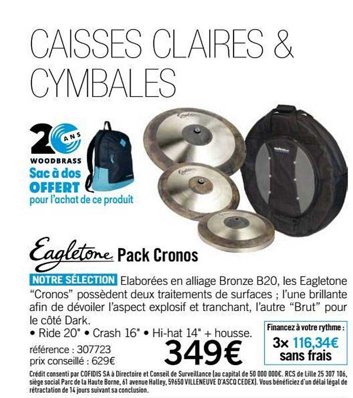 pack cronos caisses cymbales eagletone