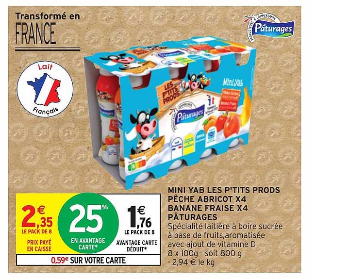 pâturages mini yab les p'tits prods pêche abricot x4 banane fraise x4