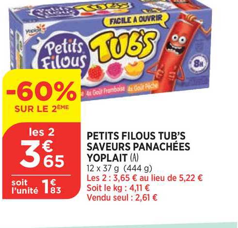 Petits Filous Tub's Saveurs Panachées Yoplait -60% Sur Le 2ème