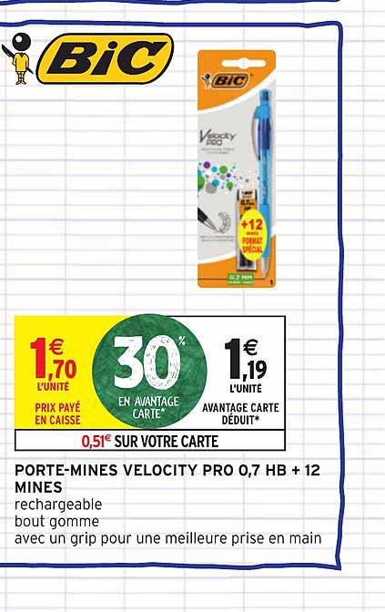 porte mines velocity pro 0.7 hb + 12 mines bic