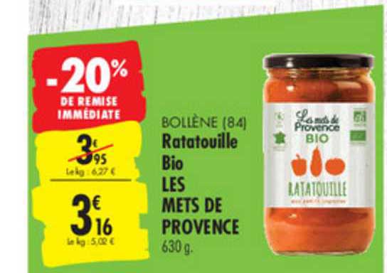 ratatouille bio les mets de provence -20% sur le 2ème
