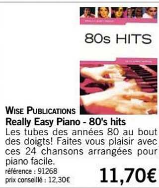 really easy piano 80s hits wise publications