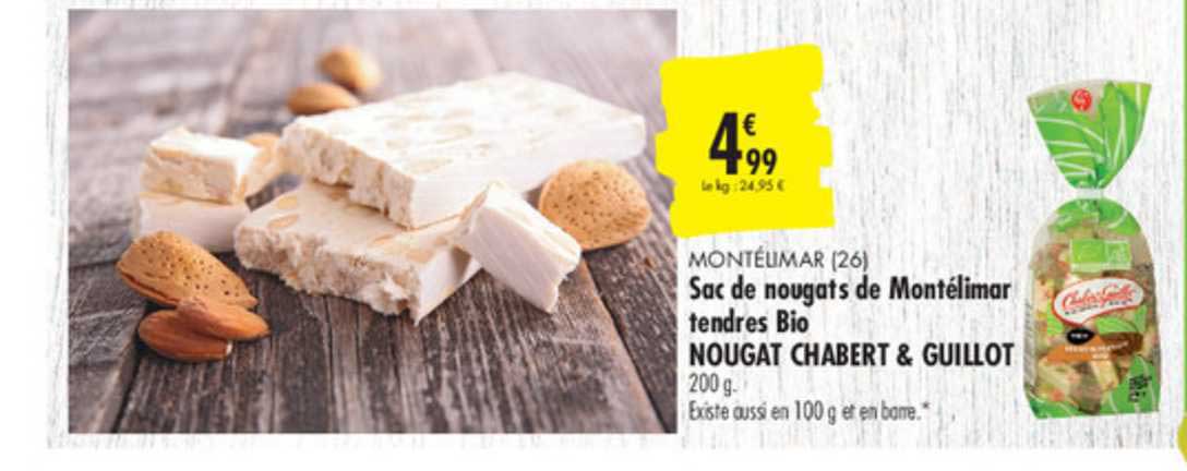 sac de nougats de montélimar tendres bio nougat chabert & guillot