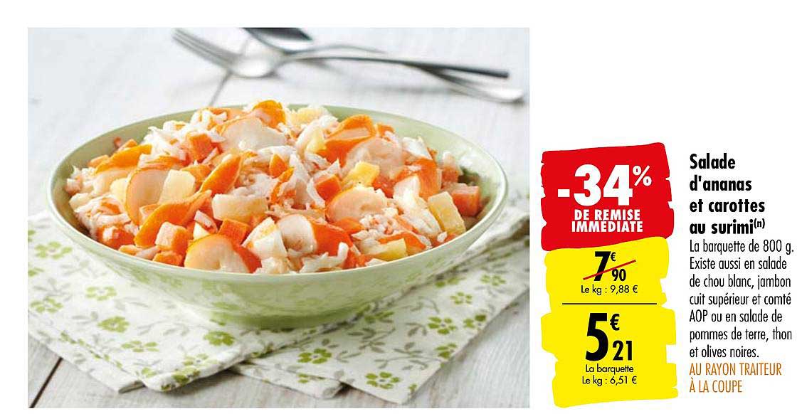 salade d'ananas et carottes au surimi -34% de remise immédiate
