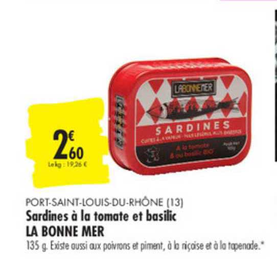 sardines à la tomate et basilic la bonne mer