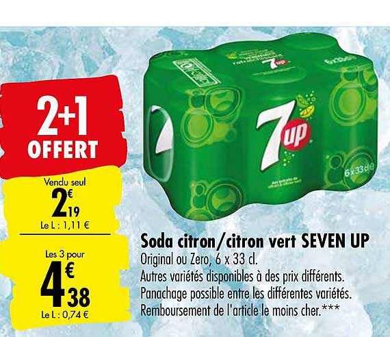 Seven Up Soda Citron Citron Vert 2+1 Offert