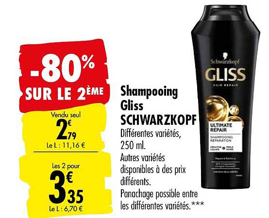 Shampooing Gliss Schwarzkopf -80% Sur Le 2ème