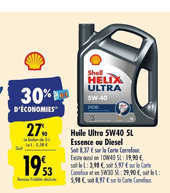 shell helix ultra 5w 40 5l huile essence ou diesel