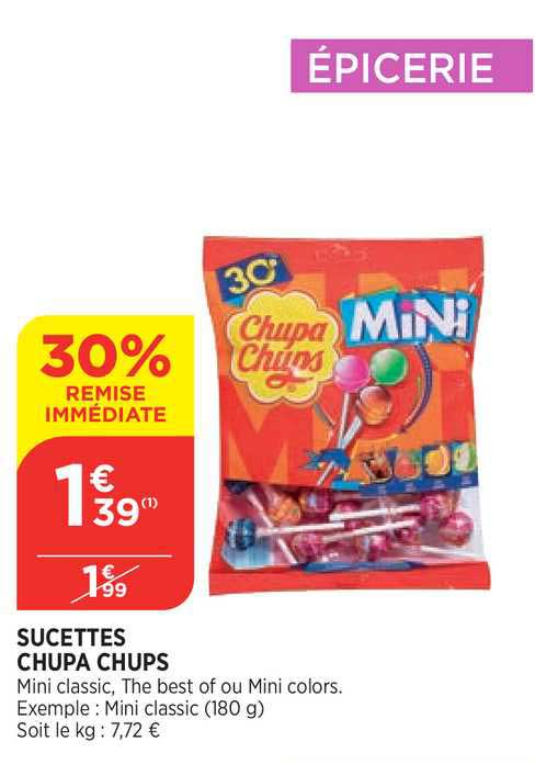 sucettes chupa chups 30% de remise immédiate