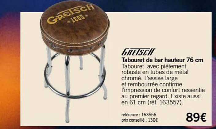 tabouret de bar 76 cm gretsch